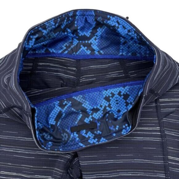 LULULEMON Pace Rival Crop Leggings Cyber Stripe Naval Blue Black Womens Size 4 - Picture 8 of 12